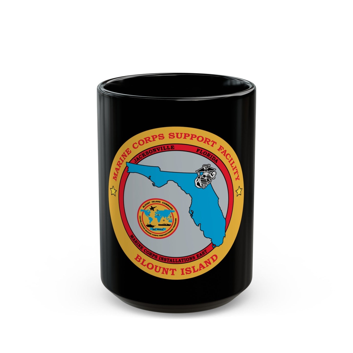 Marine Corps Support Facility Blount island (USMC) Black Coffee Mug-15oz-The Sticker Space