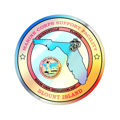 Marine Corps Support Facility Blount Island (USMC) Holographic STICKER Die-Cut Vinyl Decal 4 Inch Holographic - The Sticker Space