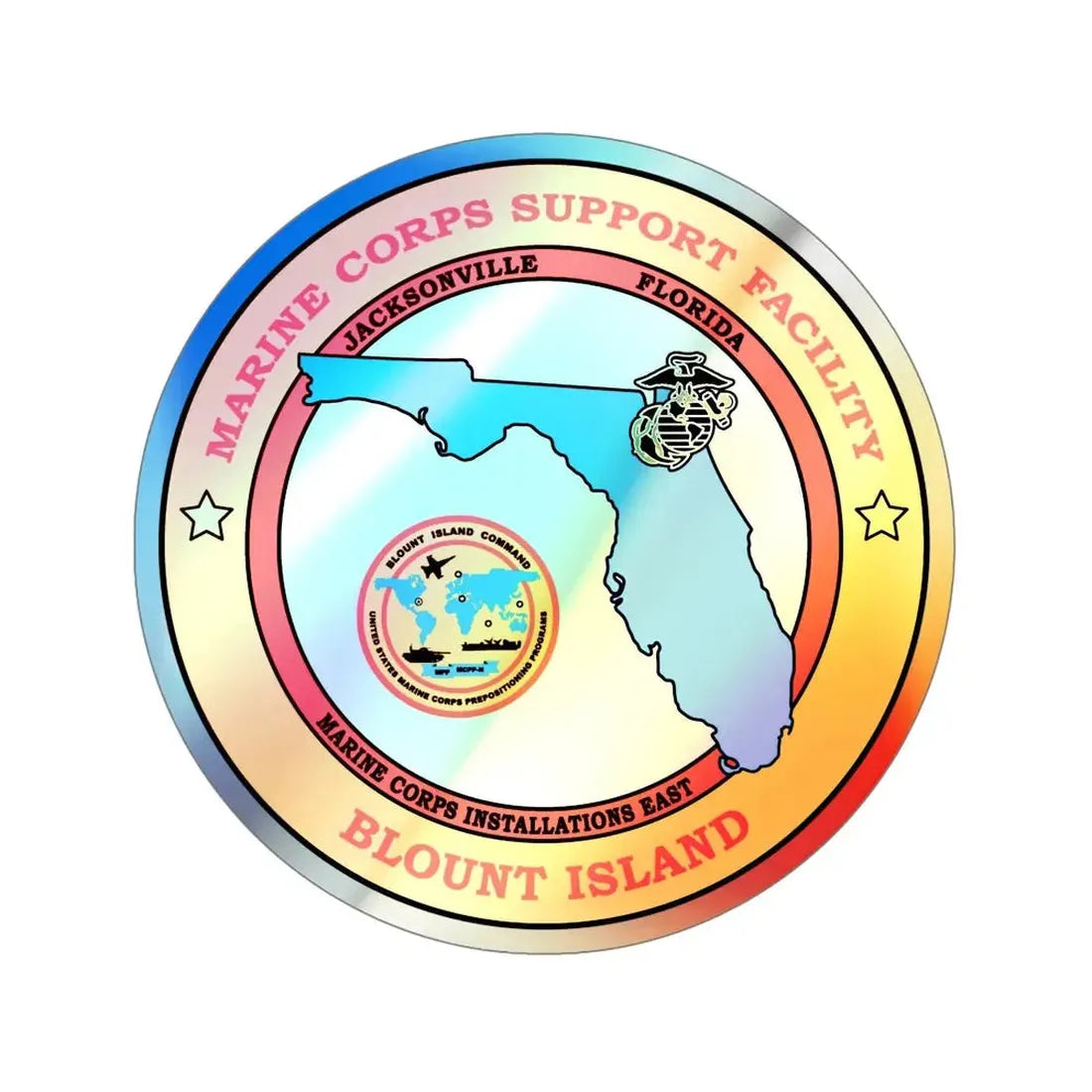 Marine Corps Support Facility Blount Island (USMC) Holographic STICKER Die-Cut Vinyl Decal 6 Inch Holographic - The Sticker Space