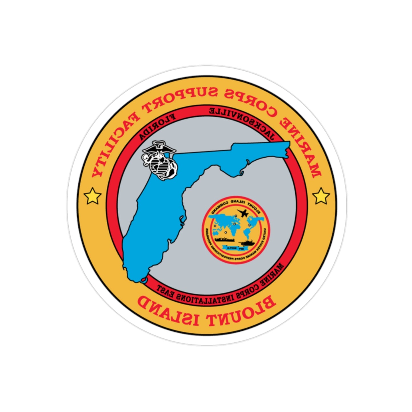 Marine Corps Support Facility Blount island (USMC) REVERSE PRINT Transparent STICKER-2" × 2"-The Sticker Space