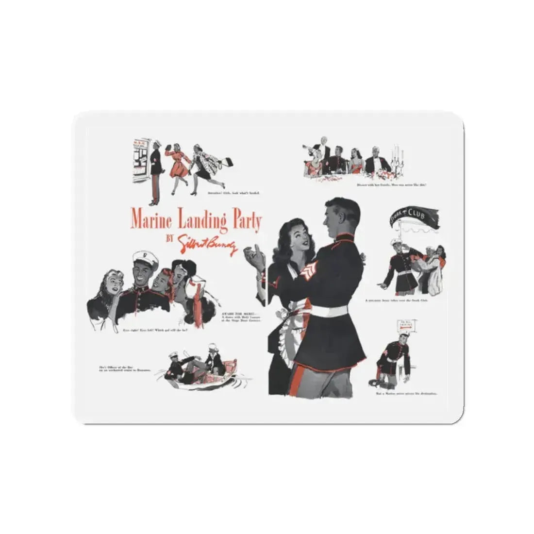 Marine Landing Party, Cosmopolitan, December 1942 (Magazine Illustration) Refrigerator Magnet 2 Inch - The Sticker Space