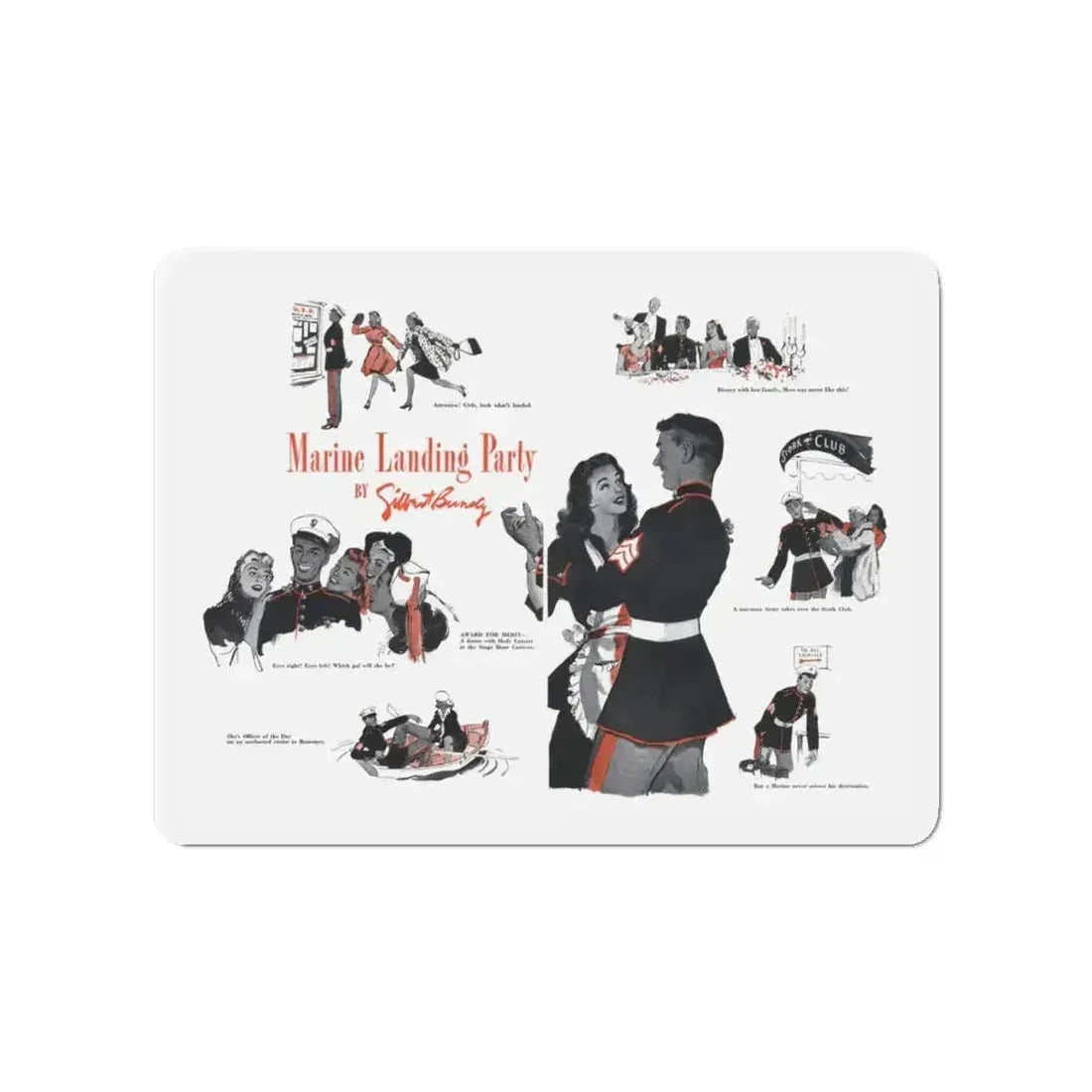 Marine Landing Party, Cosmopolitan, December 1942 (Magazine Illustration) Refrigerator Magnet 4 Inch - The Sticker Space