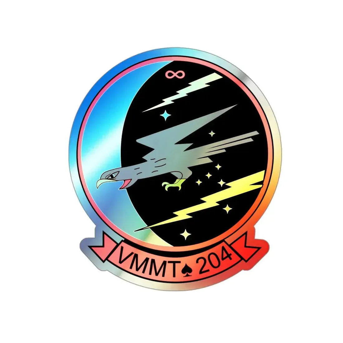 Marine Medium Tiltrotor Training Squadron 204 VMMT 204 (USMC) Holographic STICKER Die-Cut Vinyl Decal 3 Inch Holographic - The Sticker Space