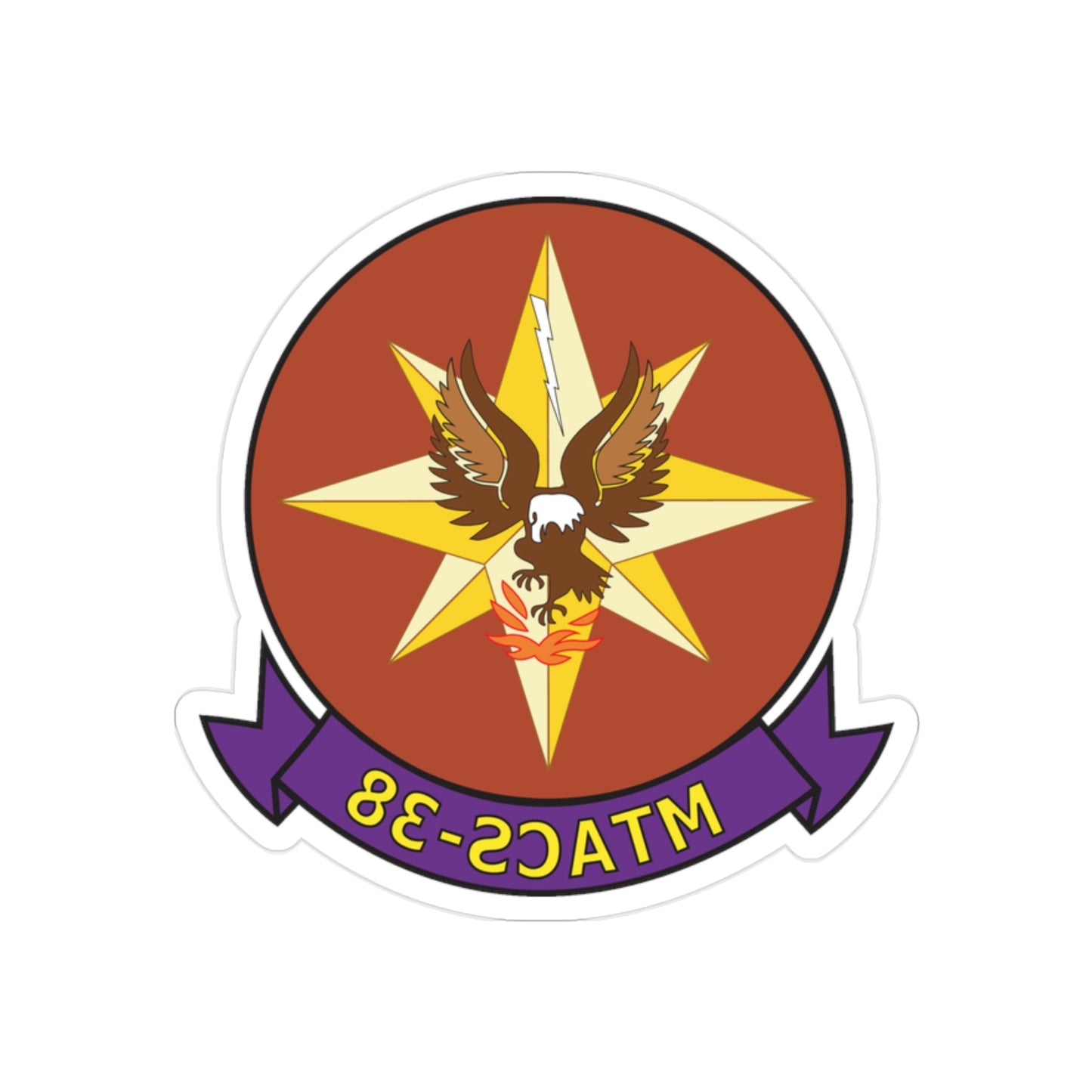 Marine Tactical Air Command Squadron 38 (USMC) REVERSE PRINT Transparent STICKER-2" × 2"-The Sticker Space