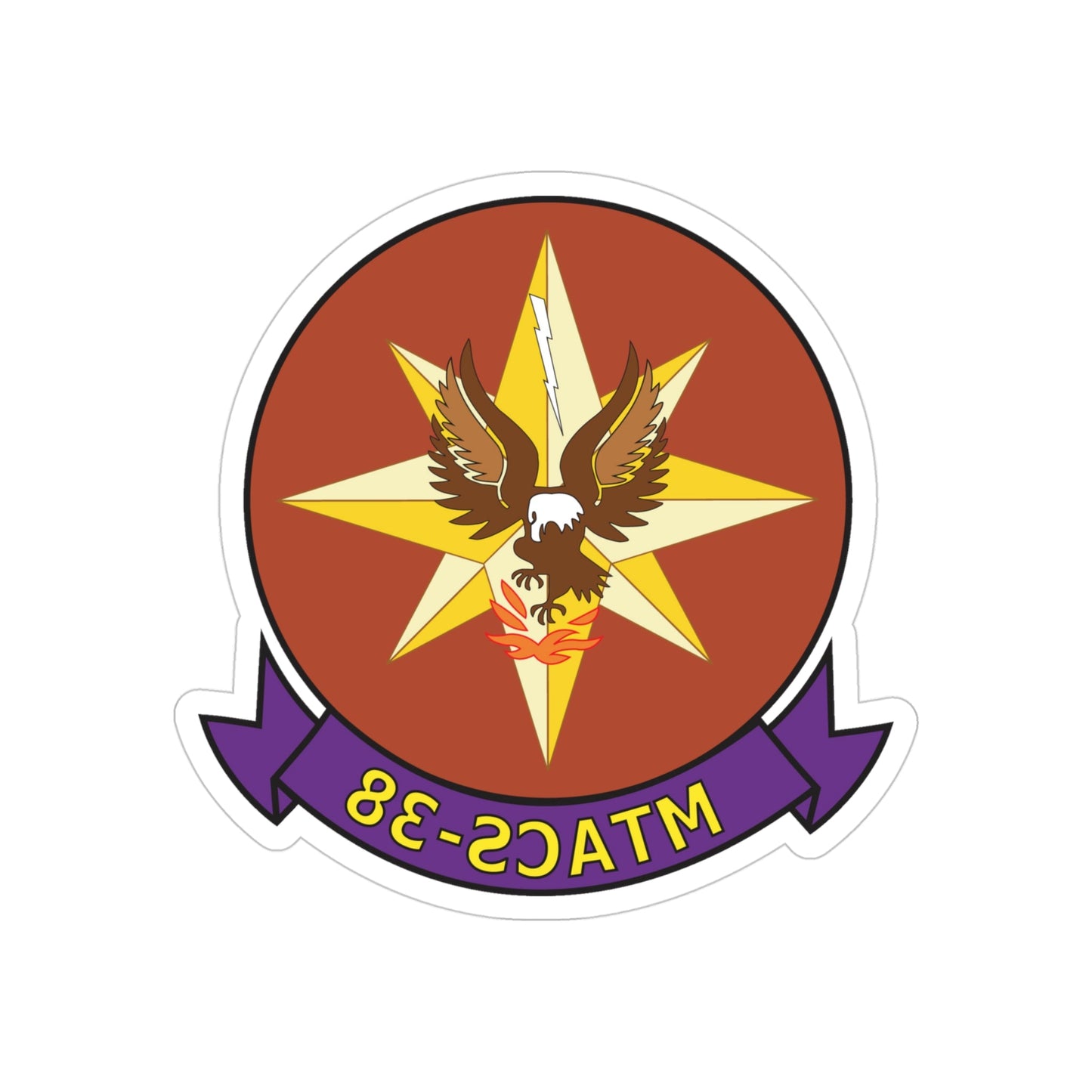 Marine Tactical Air Command Squadron 38 (USMC) REVERSE PRINT Transparent STICKER-4" × 4"-The Sticker Space