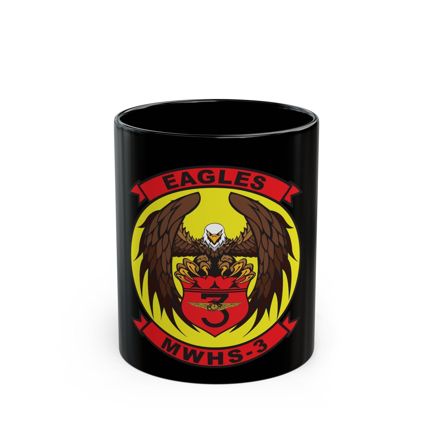 Marine Wing Headquarters Squadron 3 (USMC) Black Coffee Mug-11oz-The Sticker Space