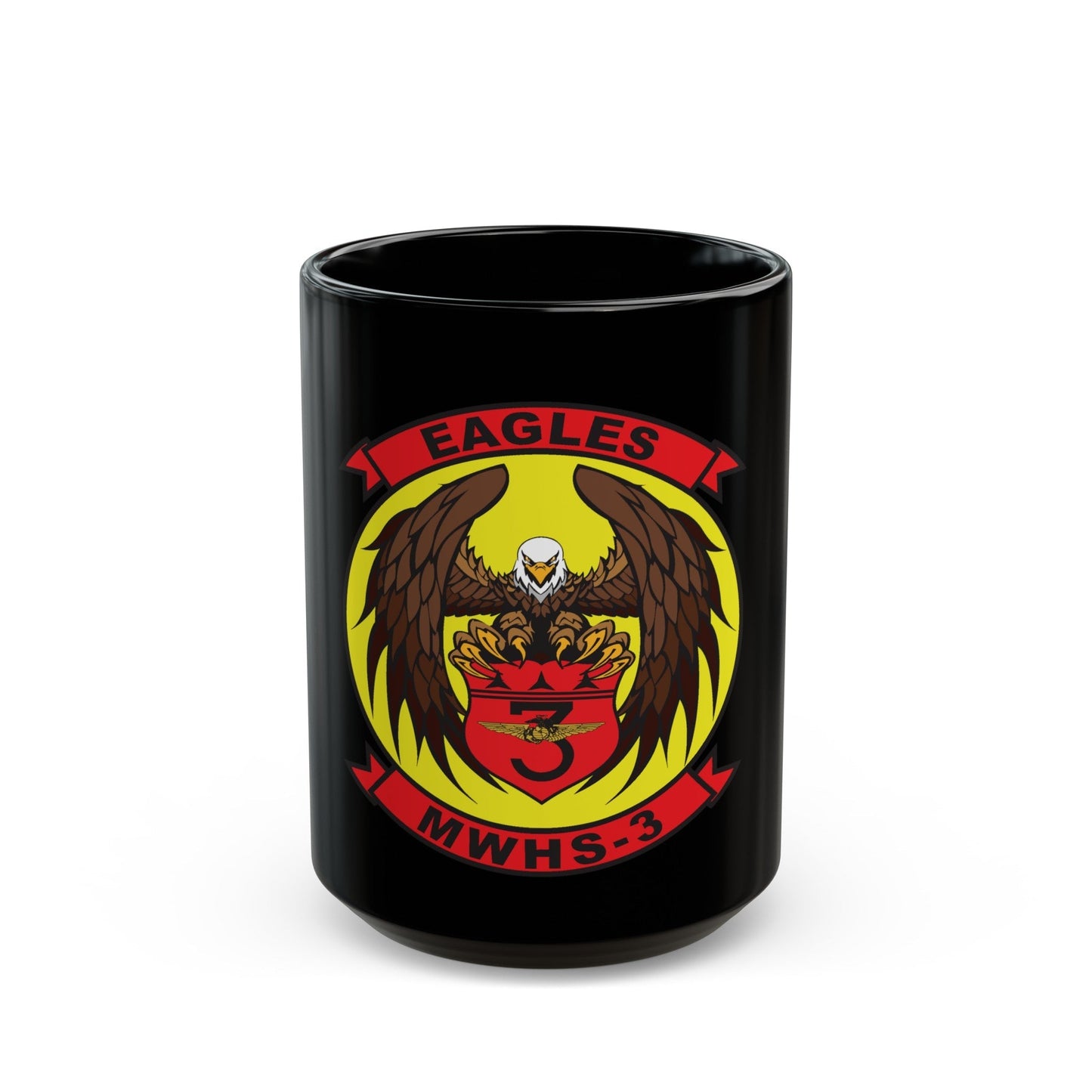 Marine Wing Headquarters Squadron 3 (USMC) Black Coffee Mug-15oz-The Sticker Space