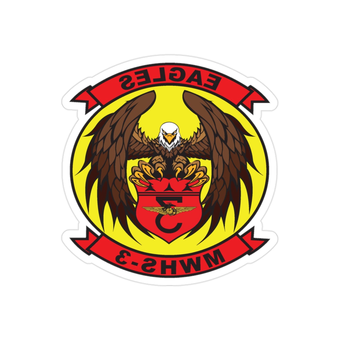 Marine Wing Headquarters Squadron 3 (USMC) REVERSE PRINT Transparent STICKER-2" × 2"-The Sticker Space