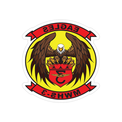 Marine Wing Headquarters Squadron 3 (USMC) REVERSE PRINT Transparent STICKER-2" × 2"-The Sticker Space