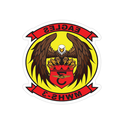 Marine Wing Headquarters Squadron 3 (USMC) REVERSE PRINT Transparent STICKER-3" × 3"-The Sticker Space