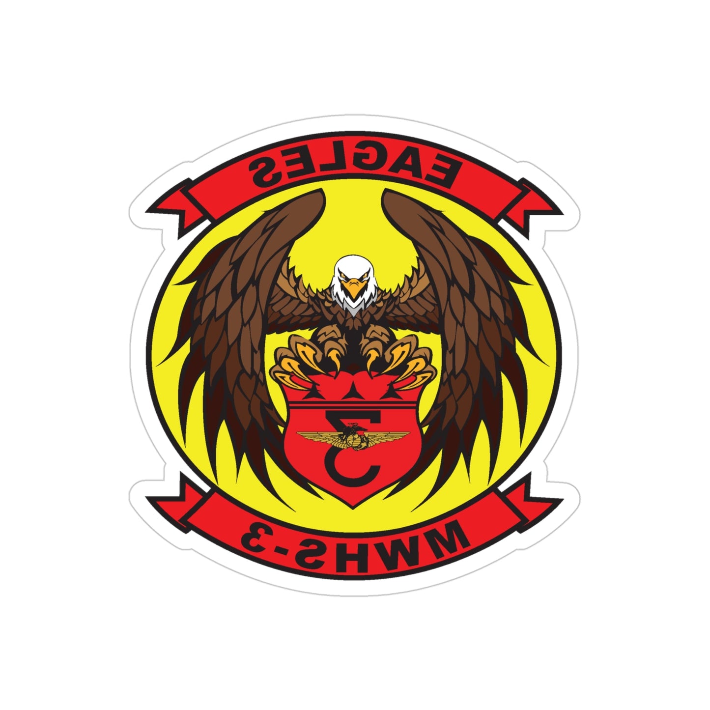 Marine Wing Headquarters Squadron 3 (USMC) REVERSE PRINT Transparent STICKER-4" × 4"-The Sticker Space