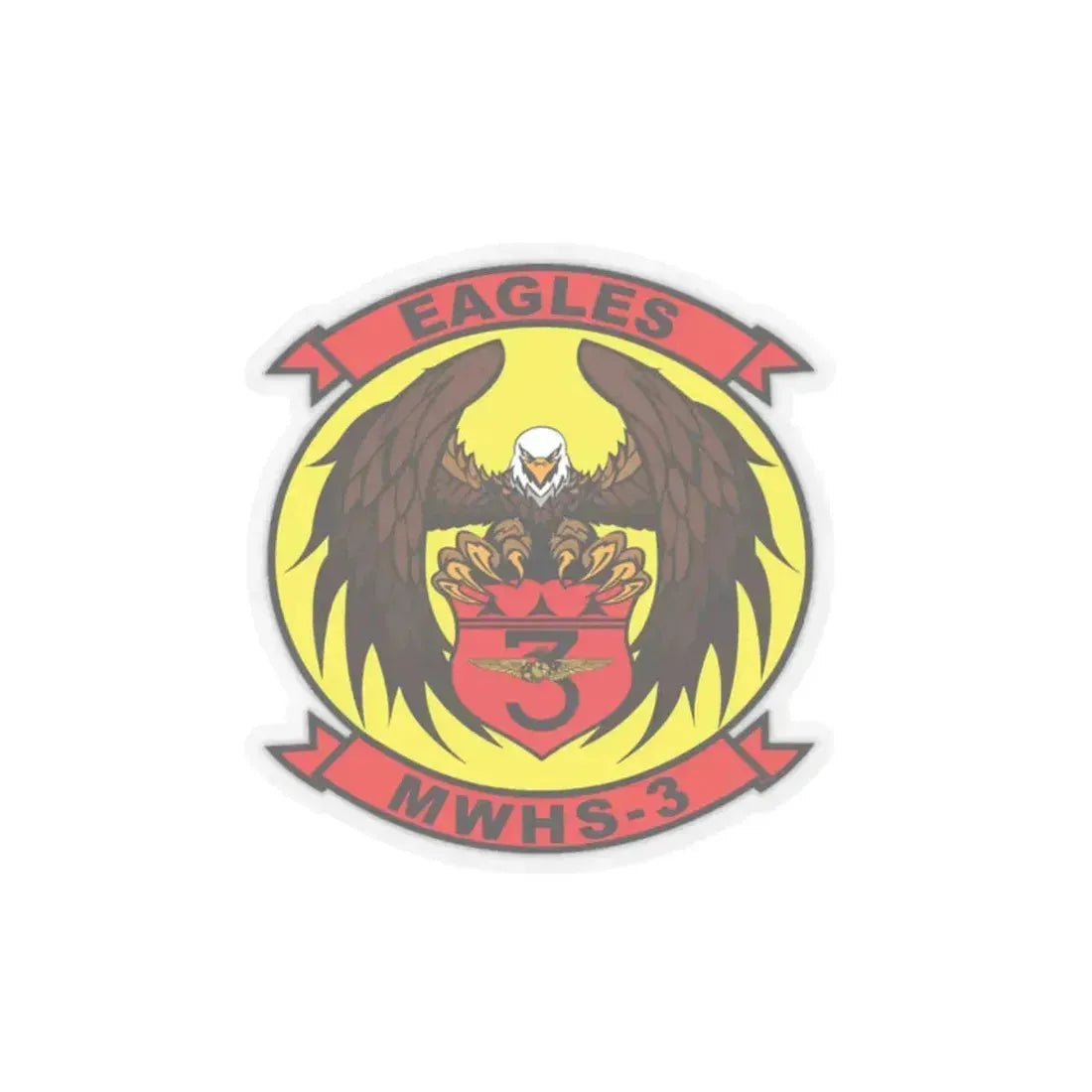 Marine Wing Headquarters Squadron 3 (USMC) STICKER Vinyl Kiss-Cut Decal 2 Inch Transparent - The Sticker Space