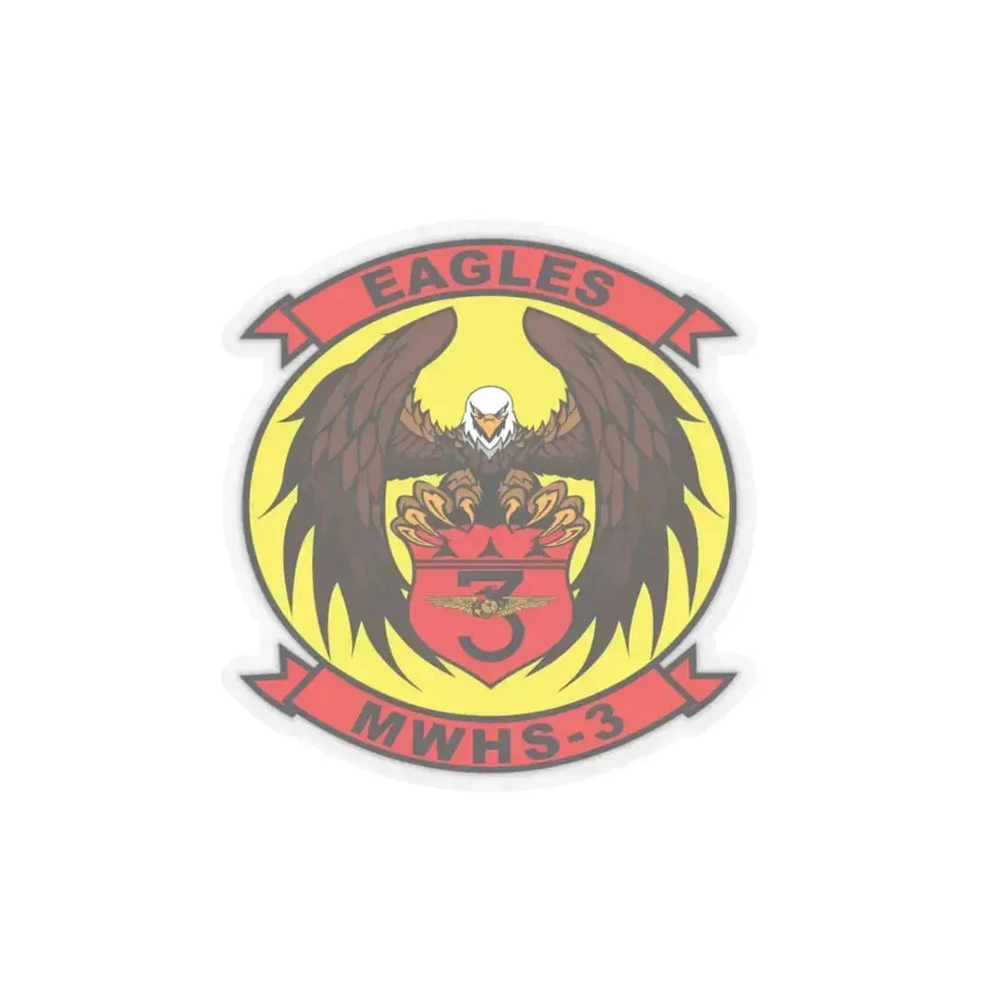 Marine Wing Headquarters Squadron 3 (USMC) STICKER Vinyl Kiss-Cut Decal 3 Inch Transparent - The Sticker Space