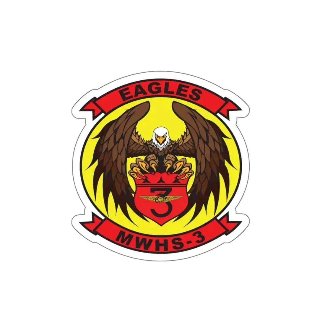 Marine Wing Headquarters Squadron 3 (USMC) STICKER Vinyl Kiss-Cut Decal 6 Inch White - The Sticker Space