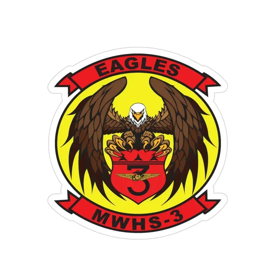 Marine Wing Headquarters Squadron 3 (USMC) Transparent STICKER Die-Cut Vinyl Decal 3 Inch - The Sticker Space