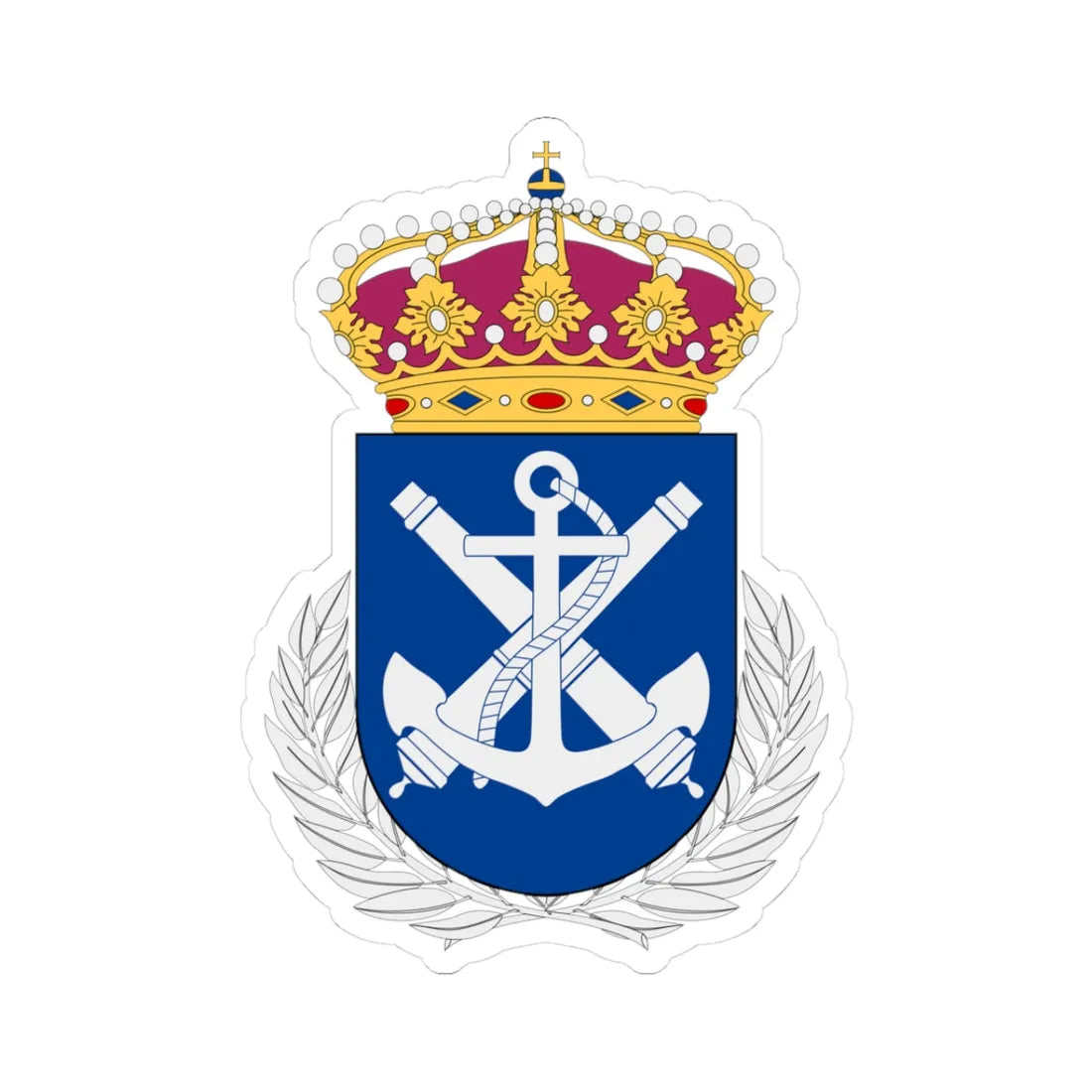 Marinens officershögskola vapen (Sweden) (Coat of Arms) STICKER Vinyl Kiss-Cut Decal 3 Inch White - The Sticker Space