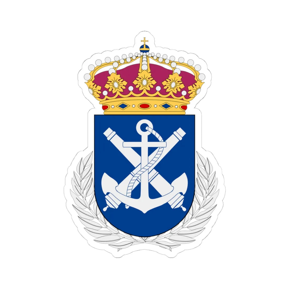 Marinens officershögskola vapen (Sweden) (Coat of Arms) STICKER Vinyl Kiss-Cut Decal 4 Inch White - The Sticker Space