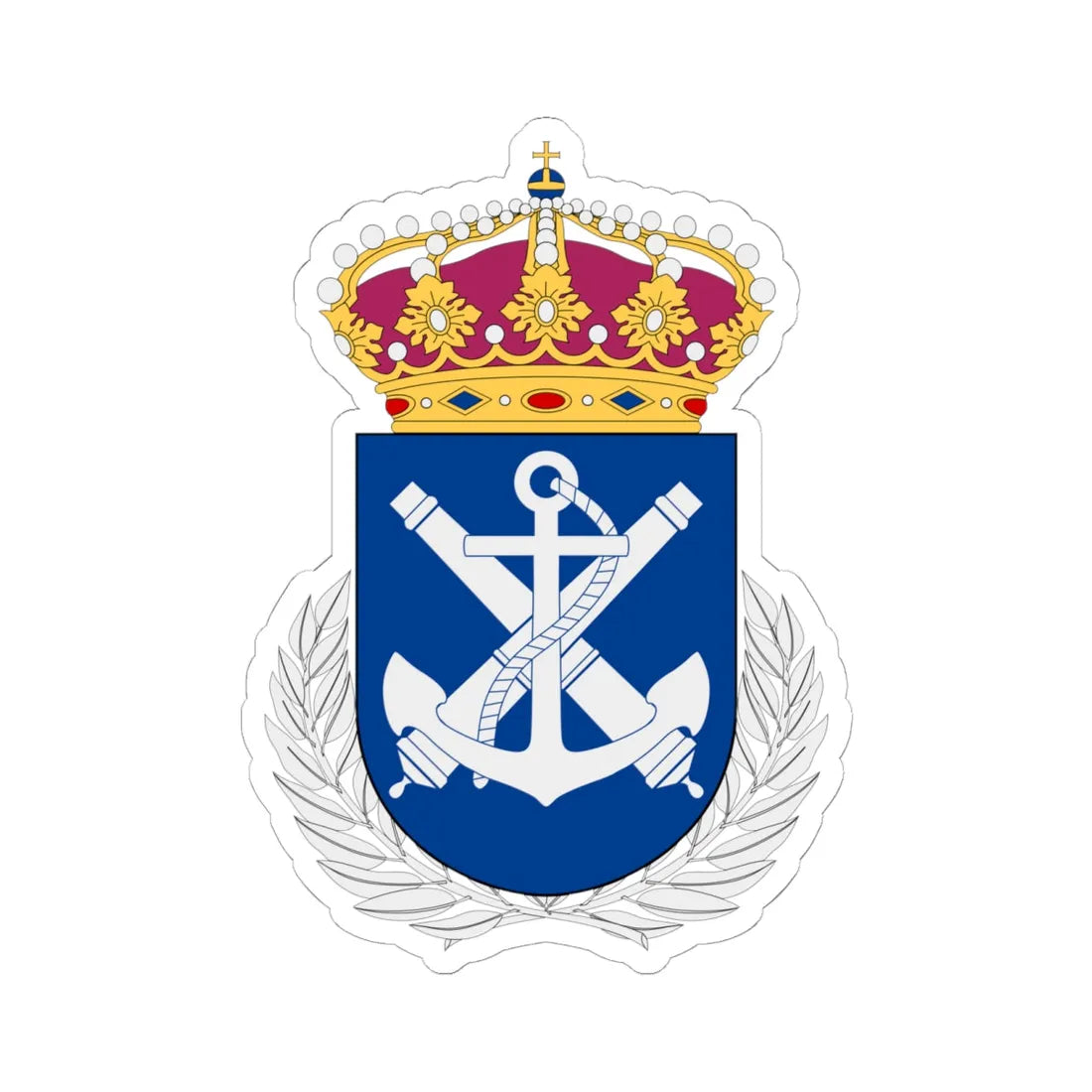 Marinens officershögskola vapen (Sweden) (Coat of Arms) STICKER Vinyl Kiss-Cut Decal 6 Inch White - The Sticker Space