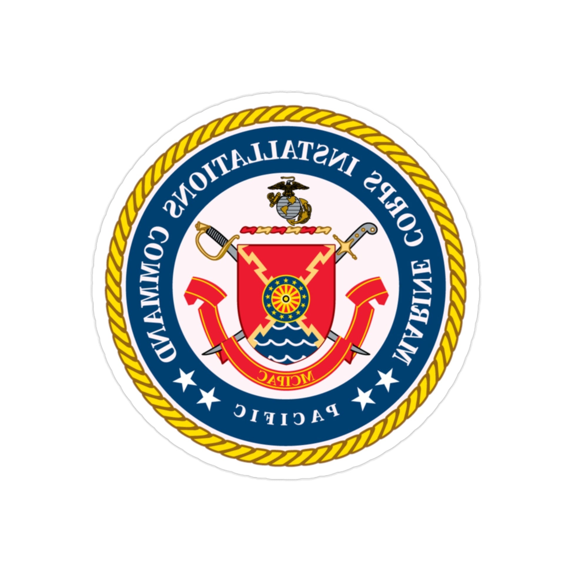 Marines Corps Installations Command Pacific (USMC) REVERSE PRINT Transparent STICKER-2" × 2"-The Sticker Space