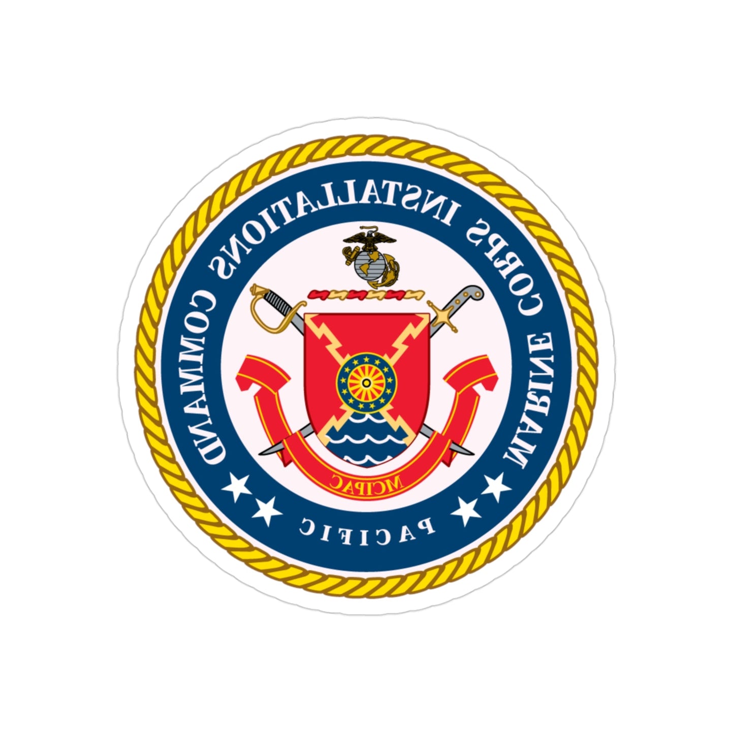 Marines Corps Installations Command Pacific (USMC) REVERSE PRINT Transparent STICKER-3" × 3"-The Sticker Space