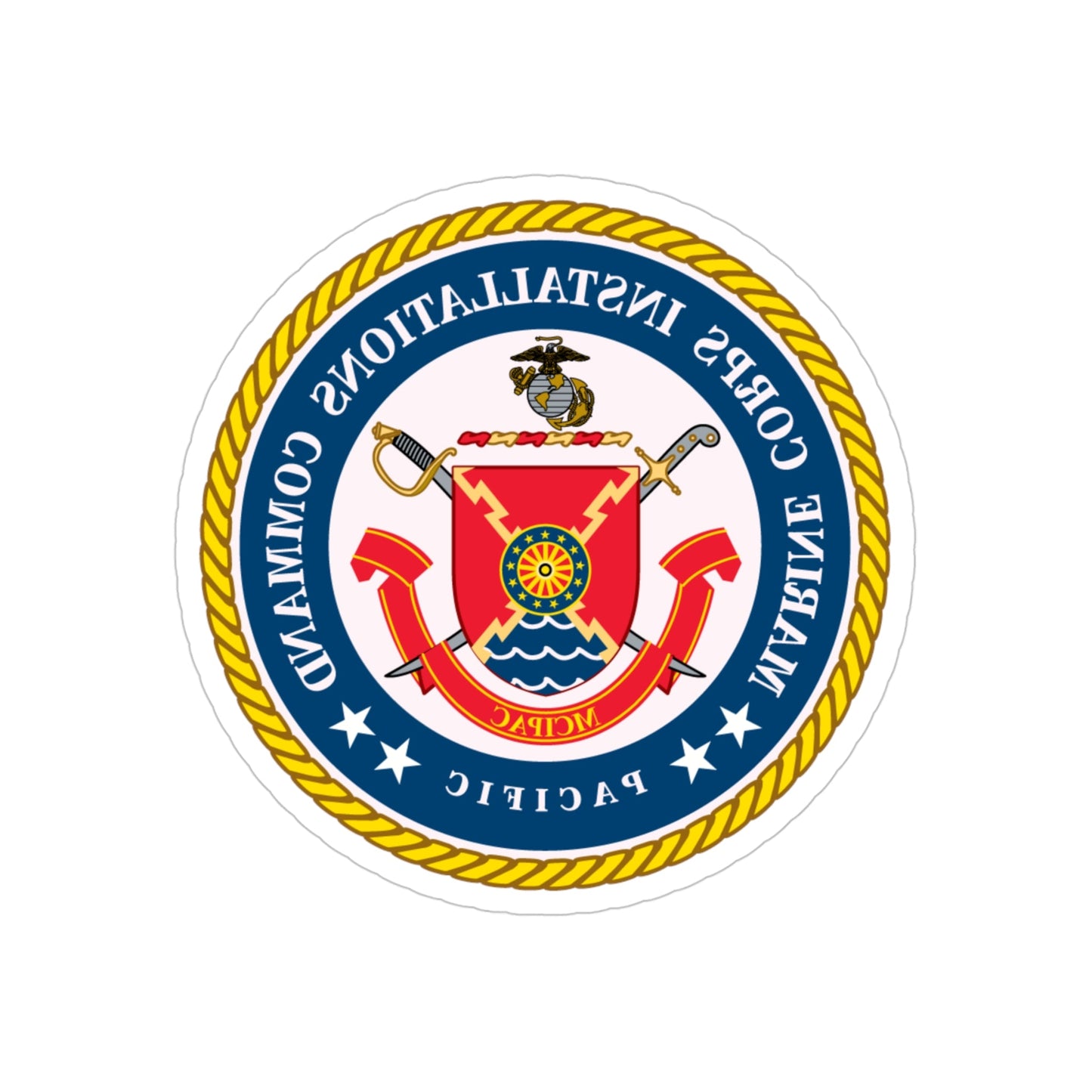 Marines Corps Installations Command Pacific (USMC) REVERSE PRINT Transparent STICKER-4" × 4"-The Sticker Space