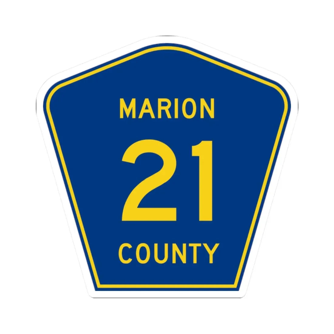 Marion County 21 (Florida) (Road Sign) STICKER Vinyl Kiss-Cut Decal 2 Inch White - The Sticker Space