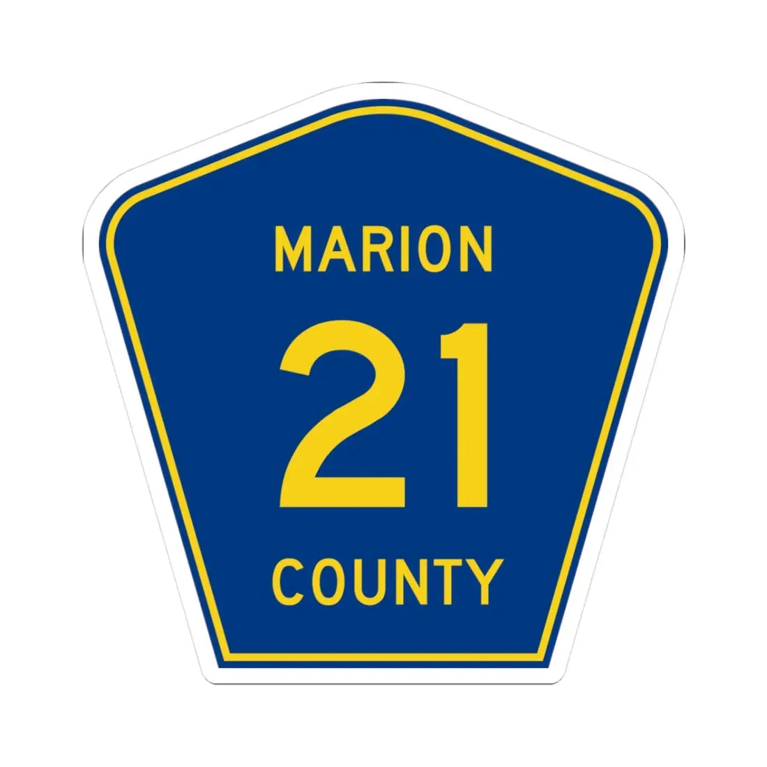 Marion County 21 (Florida) (Road Sign) STICKER Vinyl Kiss-Cut Decal 3 Inch White - The Sticker Space