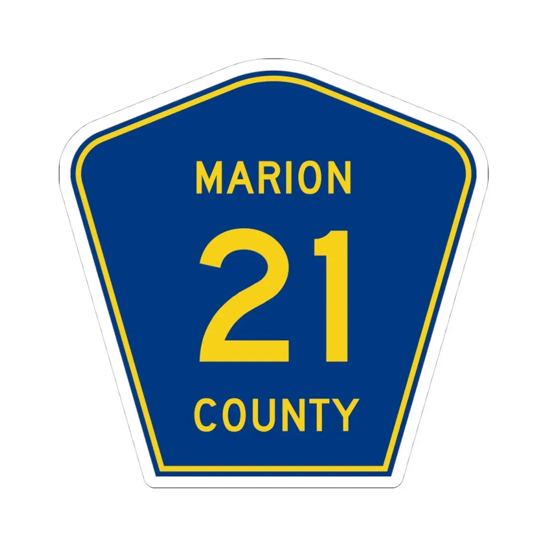 Marion County 21 (Florida) (Road Sign) STICKER Vinyl Kiss-Cut Decal 4 Inch White - The Sticker Space
