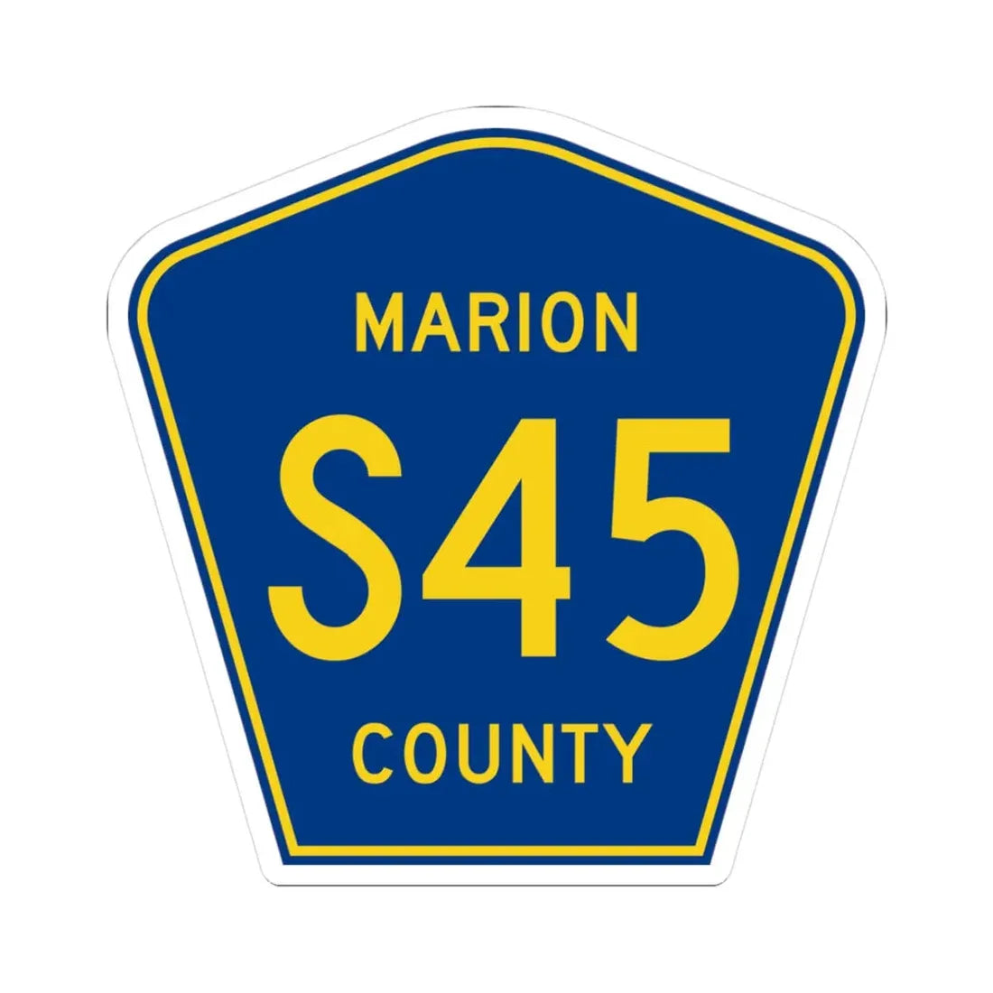 Marion County Route S45 IA (Iowa) (Road Sign) STICKER Vinyl Kiss-Cut Decal 3 Inch White - The Sticker Space