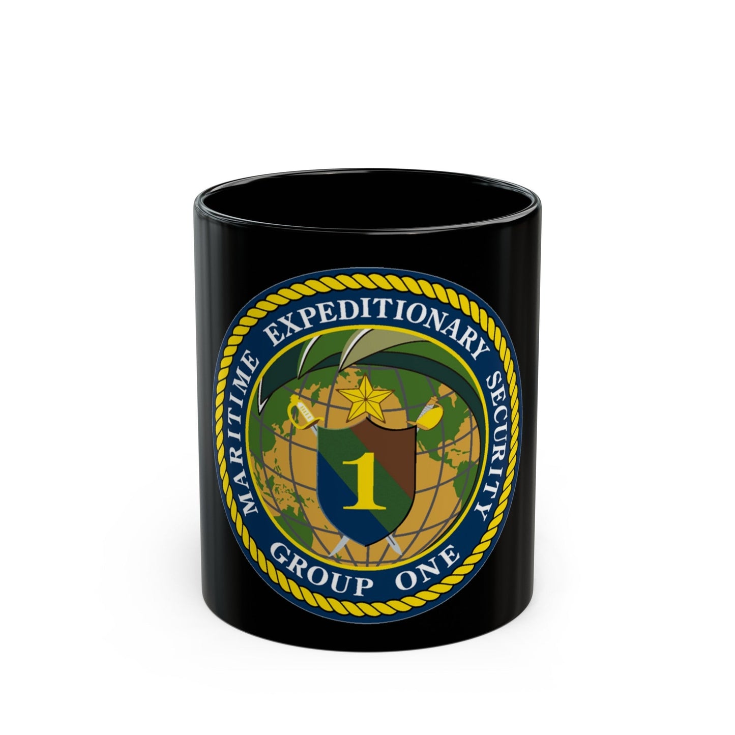 Maritime Expeditionary Grp 1 (U.S. Navy) Black Coffee Mug-11oz-The Sticker Space