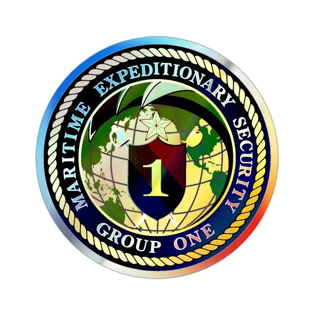 Maritime Expeditionary Grp 1 (U.S. Navy) Holographic STICKER Die-Cut Vinyl Decal - The Sticker Space