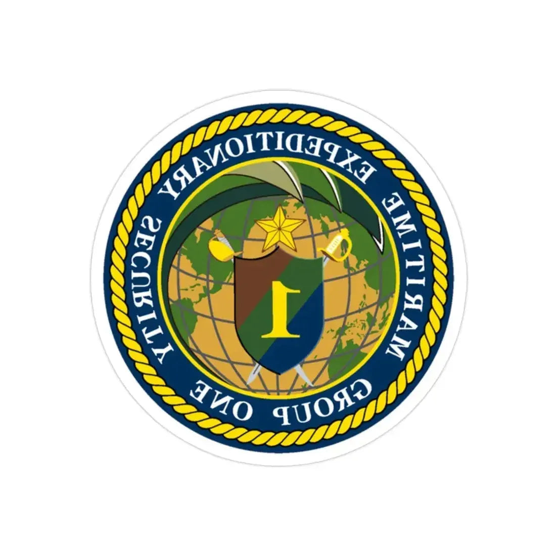 Maritime Expeditionary Grp 1 (U.S. Navy) REVERSE PRINT Transparent Die-Cut STICKER 2 Inch Die-Cut Transparent - The Sticker Space