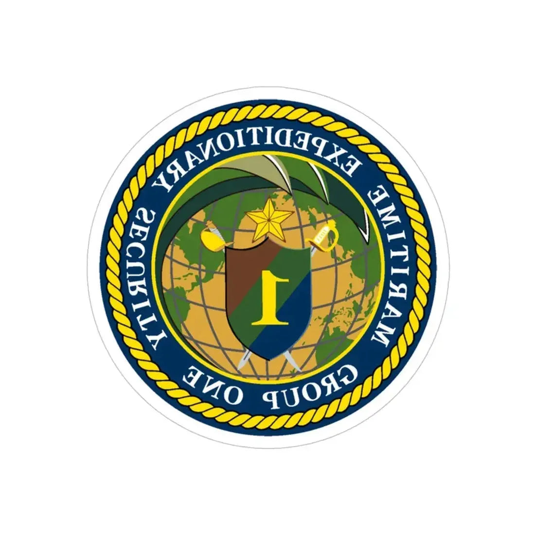 Maritime Expeditionary Grp 1 (U.S. Navy) REVERSE PRINT Transparent Die-Cut STICKER 4 Inch Die-Cut Transparent - The Sticker Space