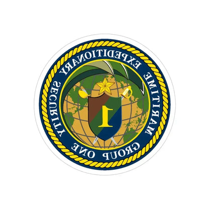 Maritime Expeditionary Grp 1 (U.S. Navy) REVERSE PRINT Transparent Die-Cut STICKER 4 Inch Die-Cut Transparent - The Sticker Space