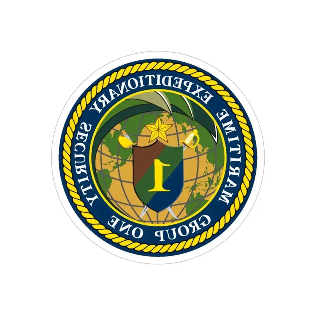 Maritime Expeditionary Grp 1 (U.S. Navy) REVERSE PRINT Transparent Die-Cut STICKER 5 Inch Die-Cut Transparent - The Sticker Space