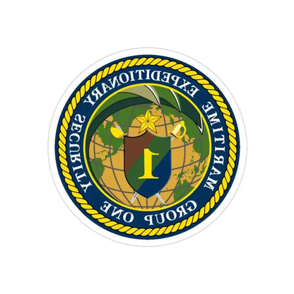 Maritime Expeditionary Grp 1 (U.S. Navy) REVERSE PRINT Transparent Die-Cut STICKER 5 Inch Die-Cut Transparent - The Sticker Space