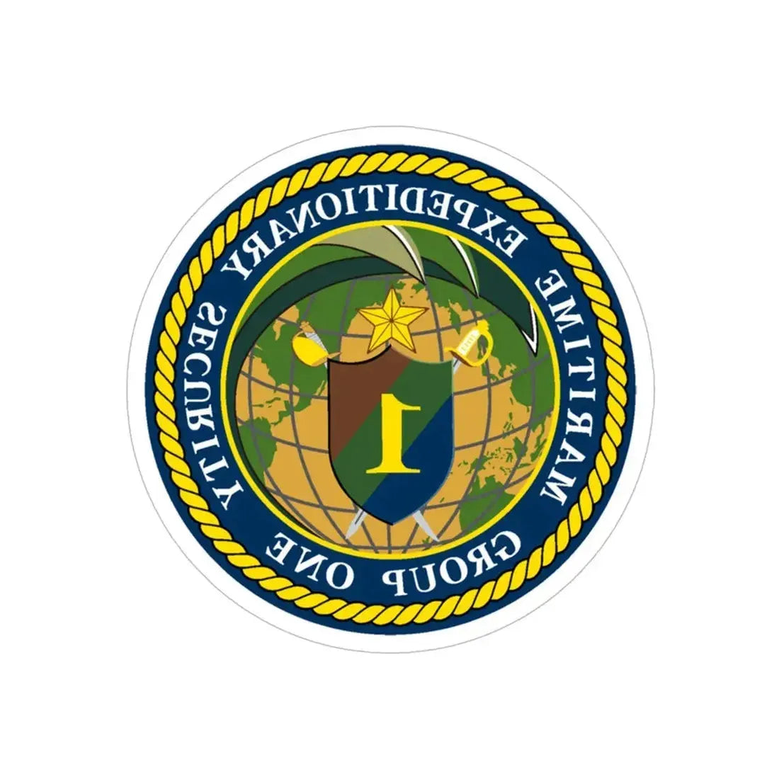 Maritime Expeditionary Grp 1 (U.S. Navy) REVERSE PRINT Transparent Die-Cut STICKER 6 Inch Die-Cut Transparent - The Sticker Space