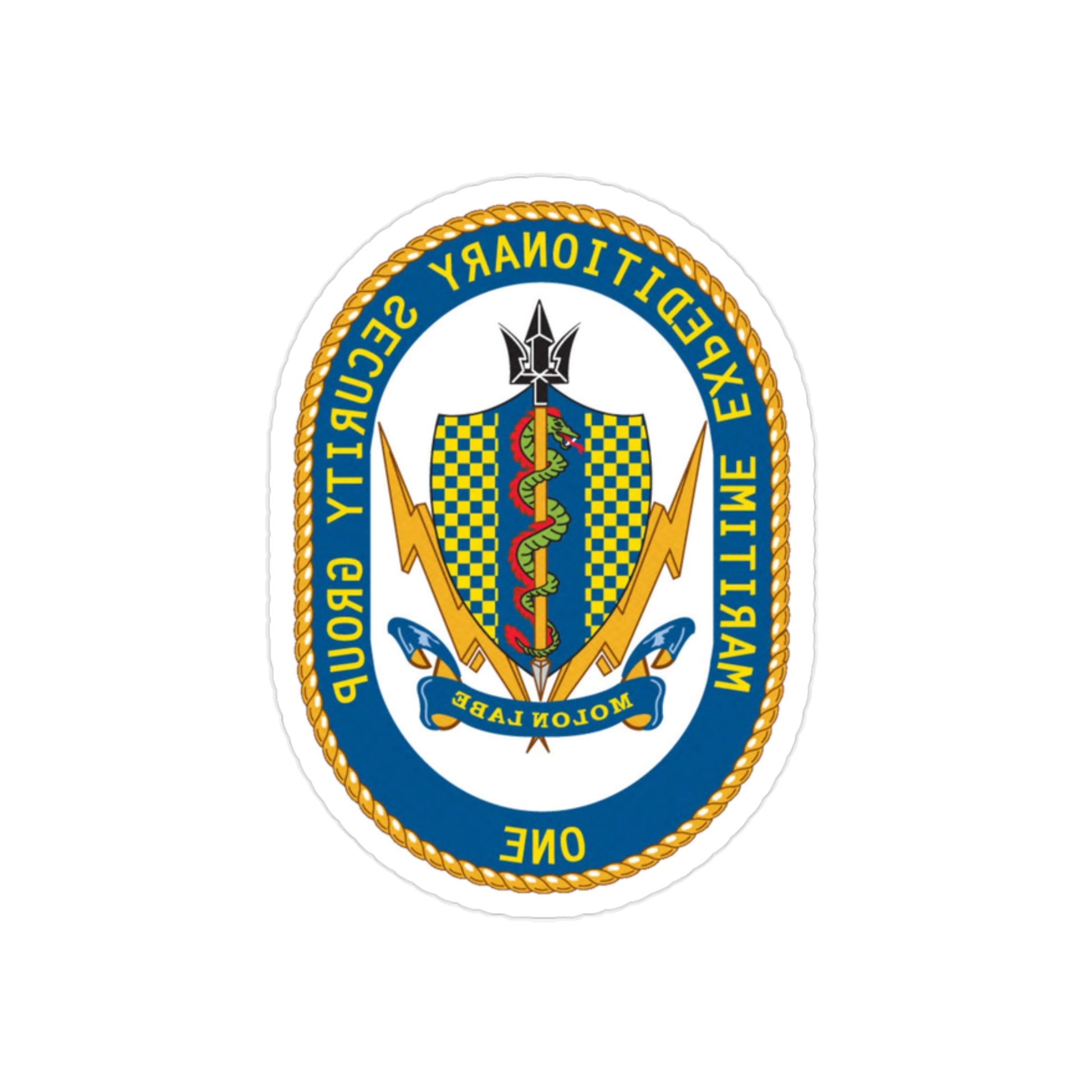 Maritime Expeditionary Security Group One (U.S. Navy) REVERSE PRINT Transparent STICKER-2" × 2"-The Sticker Space