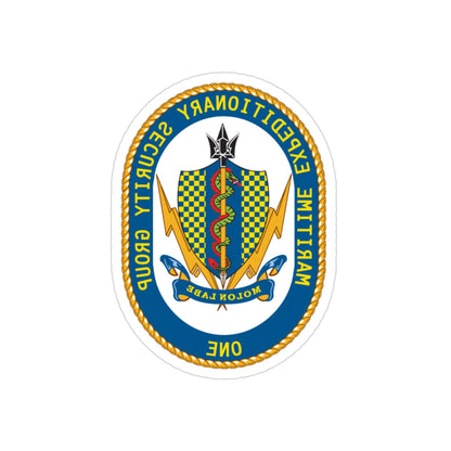 Maritime Expeditionary Security Group One (U.S. Navy) REVERSE PRINT Transparent STICKER-3" × 3"-The Sticker Space