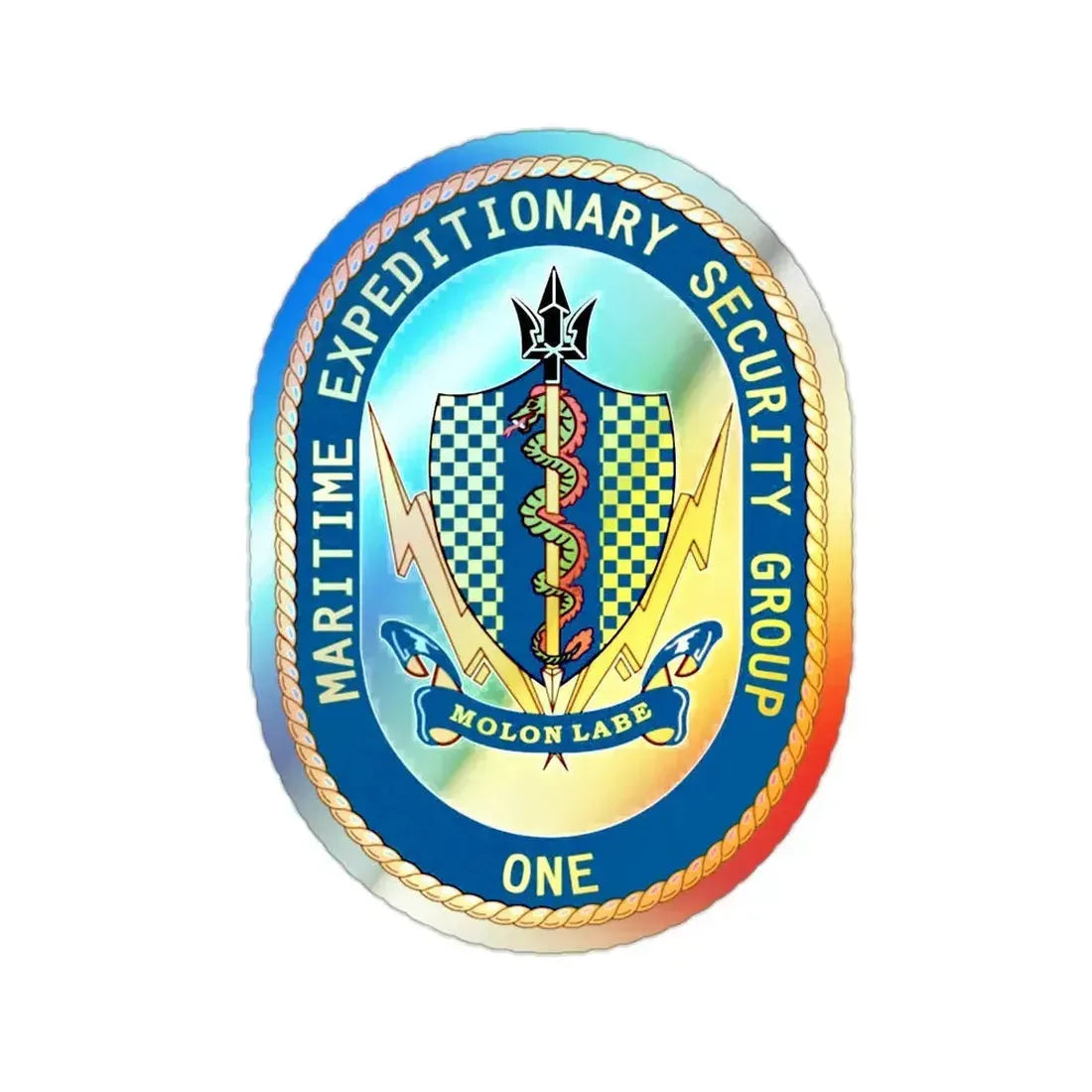 Maritime Expeditionary Security Group One (U.S. Navy) Holographic STICKER Die-Cut Vinyl Decal 2 Inch Holographic - The Sticker Space