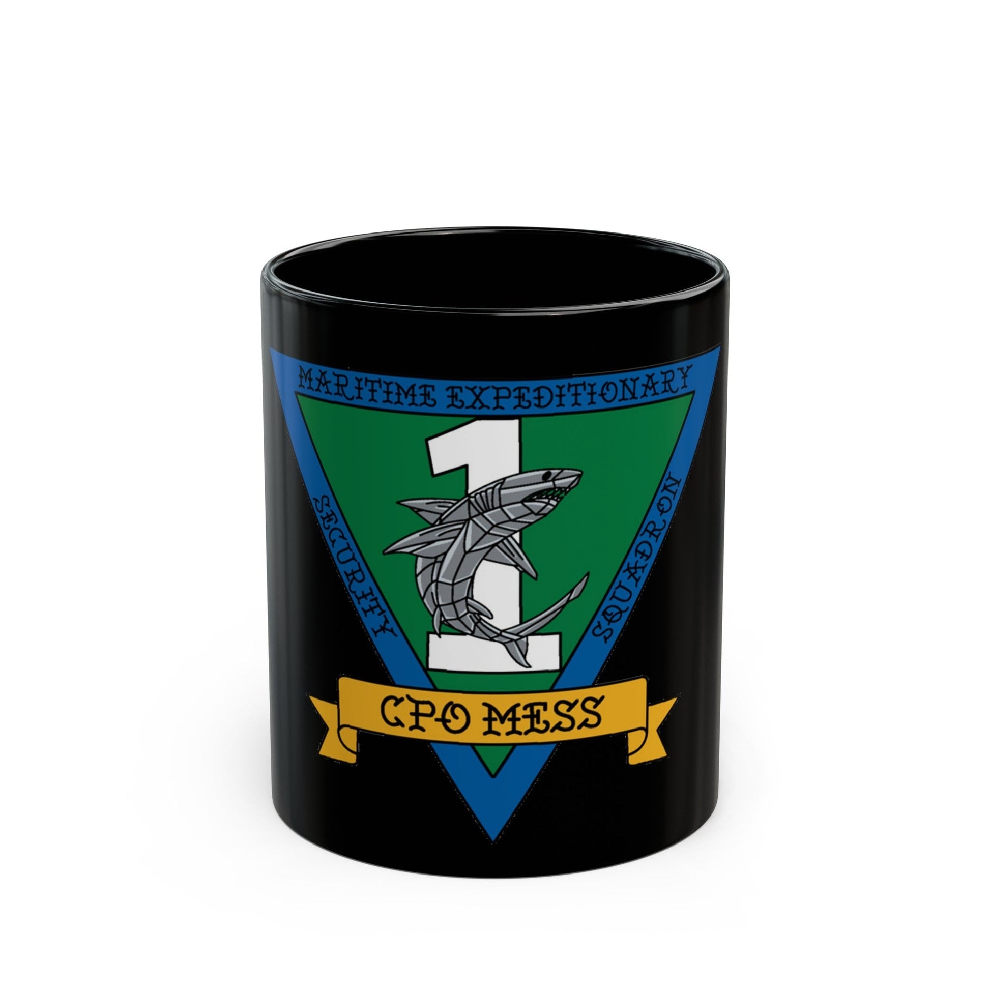 Maritime Expeditionary Security Sq One CPO MESS (U.S. Navy) Black Coffee Mug-11oz-The Sticker Space