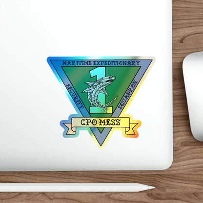 Maritime Expeditionary Security Sq One CPO MESS (U.S. Navy) Holographic STICKER Die-Cut Vinyl Decal-The Sticker Space