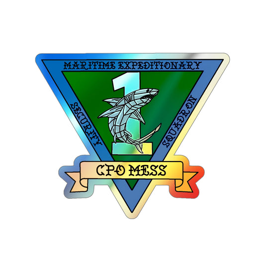 Maritime Expeditionary Security Sq One CPO MESS (U.S. Navy) Holographic STICKER Die-Cut Vinyl Decal-6 Inch-The Sticker Space