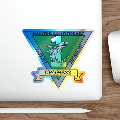 Maritime Expeditionary Security Sq One CPO MESS (U.S. Navy) Holographic STICKER Die-Cut Vinyl Decal-The Sticker Space