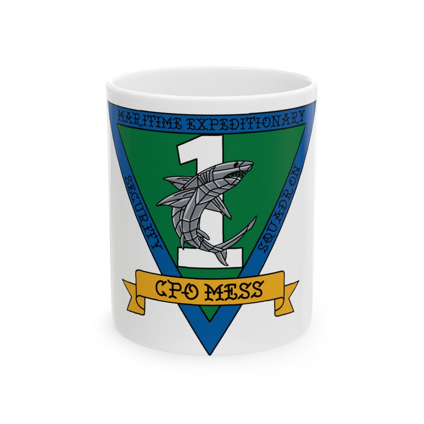 Maritime Expeditionary Security Sq One CPO MESS (U.S. Navy) White Coffee Mug-11oz-The Sticker Space