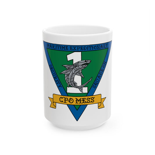 Maritime Expeditionary Security Sq One CPO MESS (U.S. Navy) White Coffee Mug-15oz-The Sticker Space