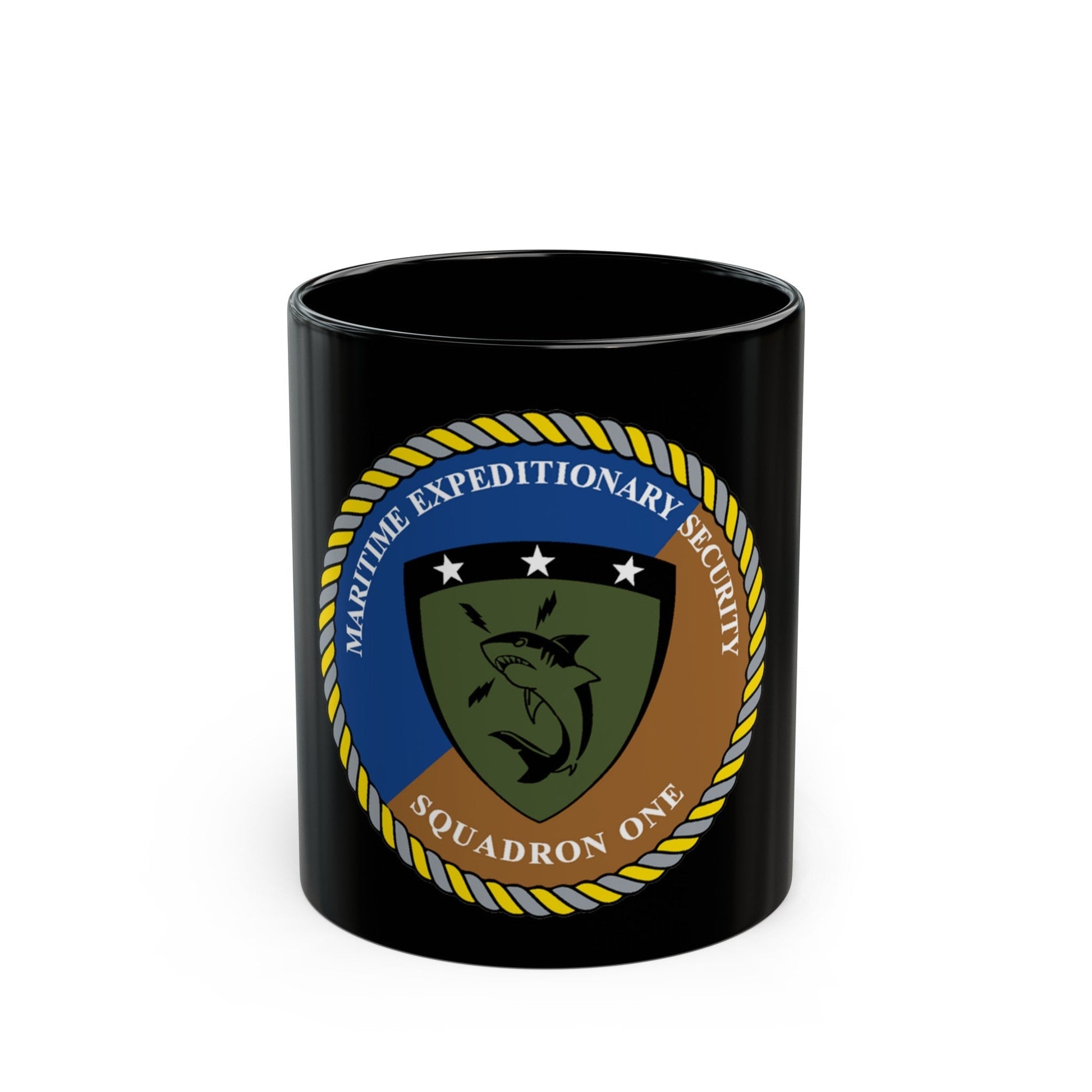 Maritime Expeditionary Security Sq One (U.S. Navy) Black Coffee Mug-11oz-The Sticker Space