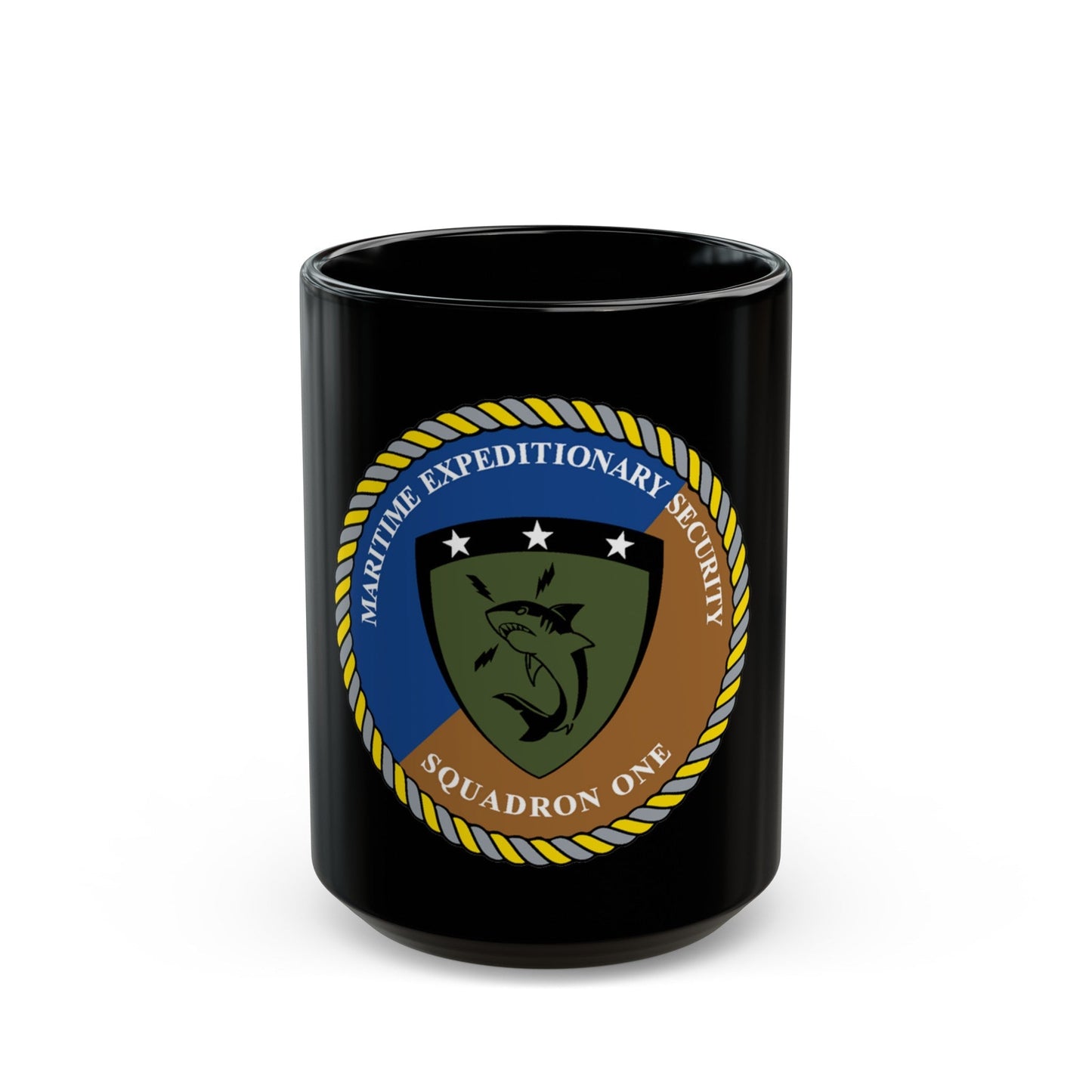 Maritime Expeditionary Security Sq One (U.S. Navy) Black Coffee Mug-15oz-The Sticker Space