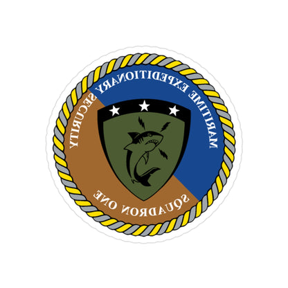 Maritime Expeditionary Security Sq One (U.S. Navy) REVERSE PRINT Transparent STICKER-2" × 2"-The Sticker Space