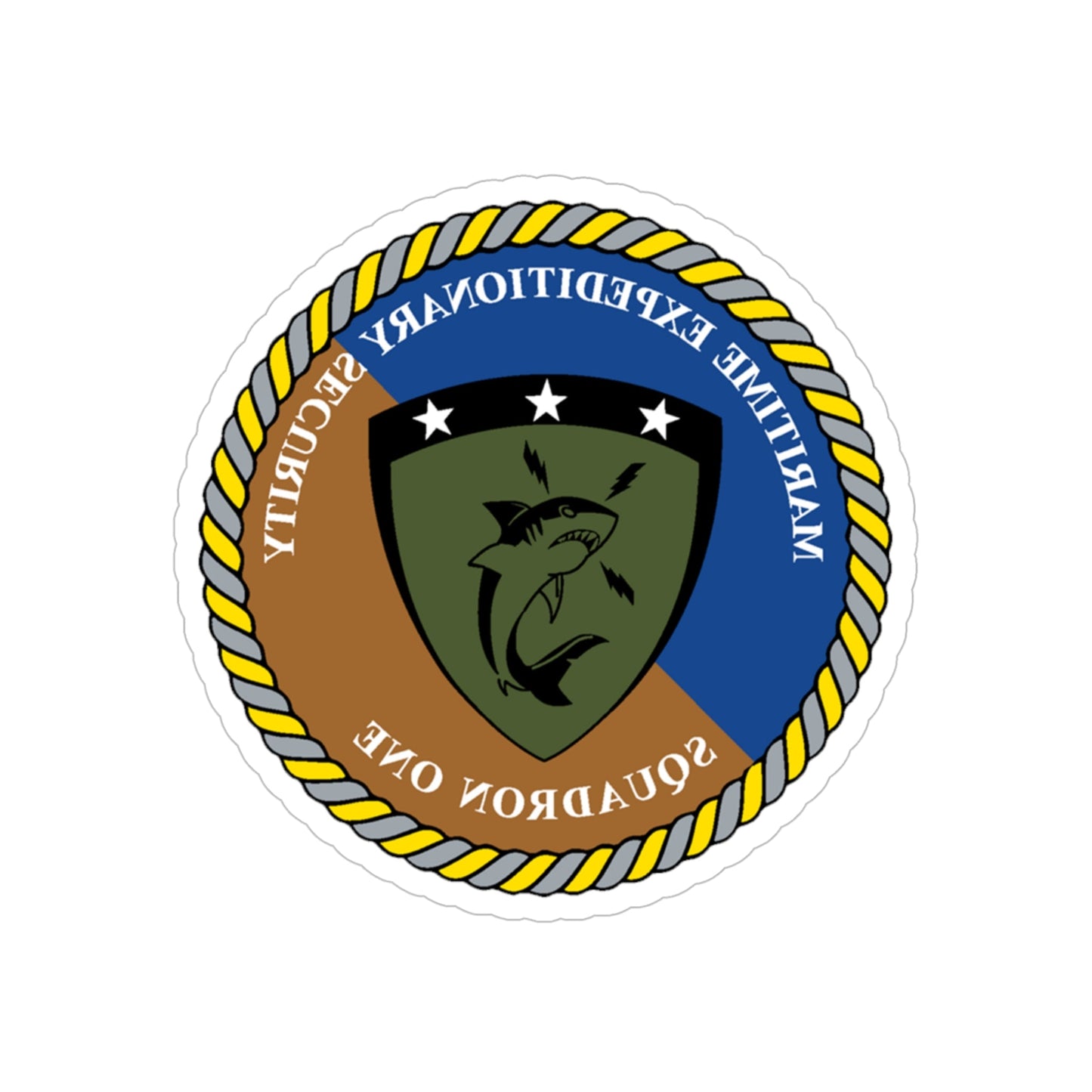 Maritime Expeditionary Security Sq One (U.S. Navy) REVERSE PRINT Transparent STICKER-5" × 5"-The Sticker Space